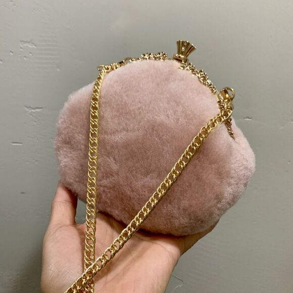 Handmade Cute Real Shearling Perfume Bottle Shaped Clutch/Wristlet/Crossbody - Picture 5 of 15